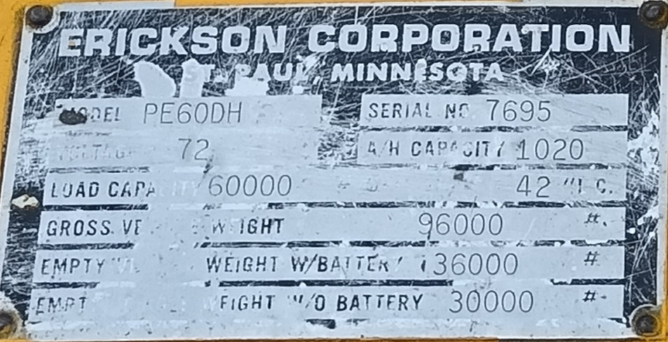 CARRO MANIPULADOR DE TROQUELES 1991 ERICKSON PE60DH
